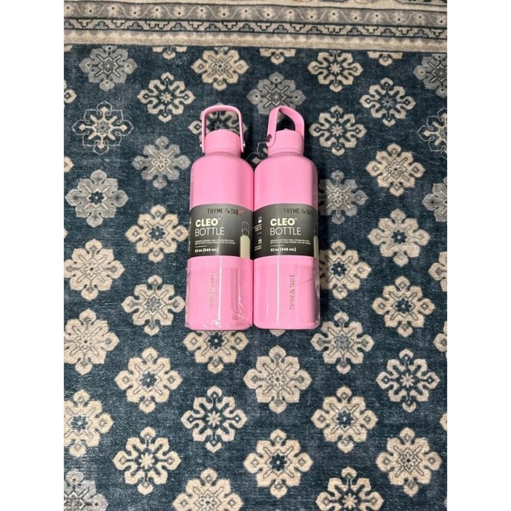 2x Thyme & Table Cleo 32oz Pink Water Bottles - New